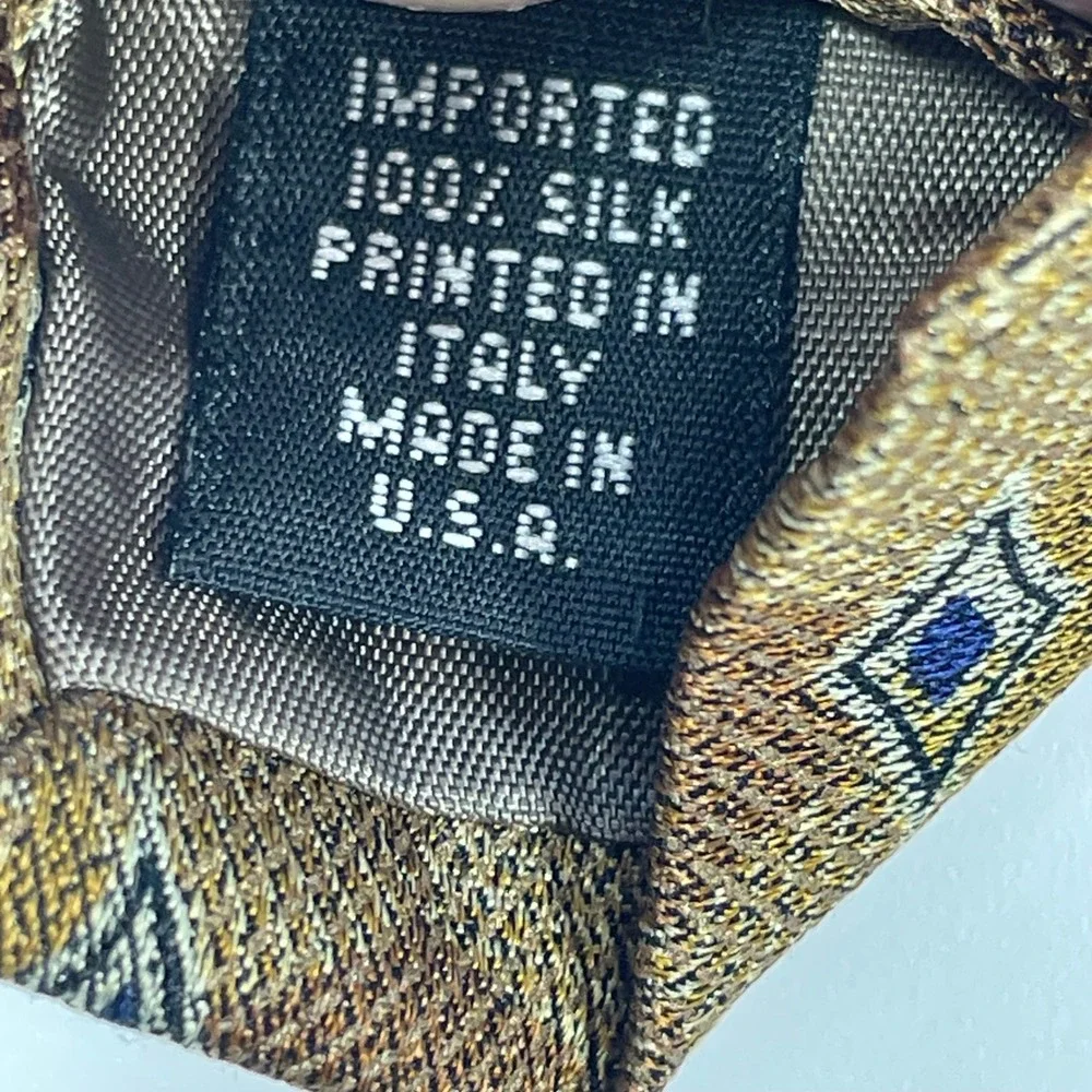 Perry Ellis Brown Geometric Diamond Silk Necktie Mens One Size